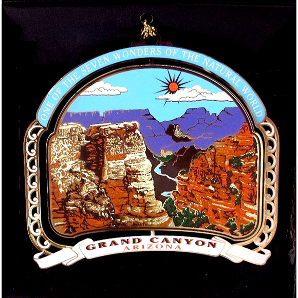 Grand Canyon Ornament Arizona Colored Brass Seven Wonders - Picture 1 of 8